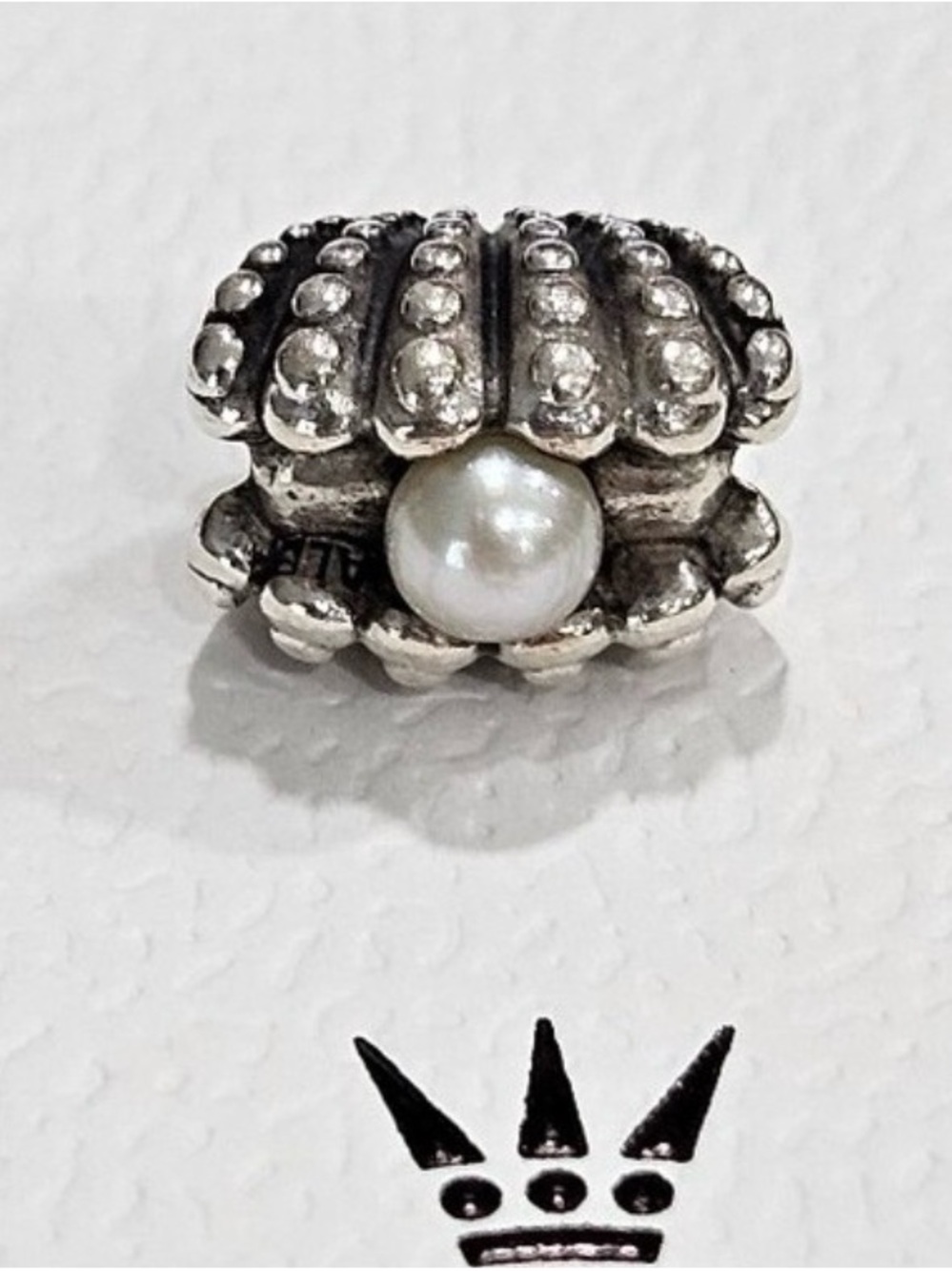 Pandora Retired Clam Pearl Charm Authentic